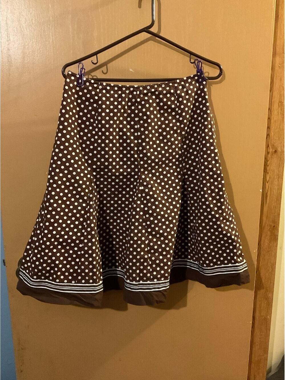 Brown Polka Dot Flare Pleated Skirt Robbie Bee Size 8